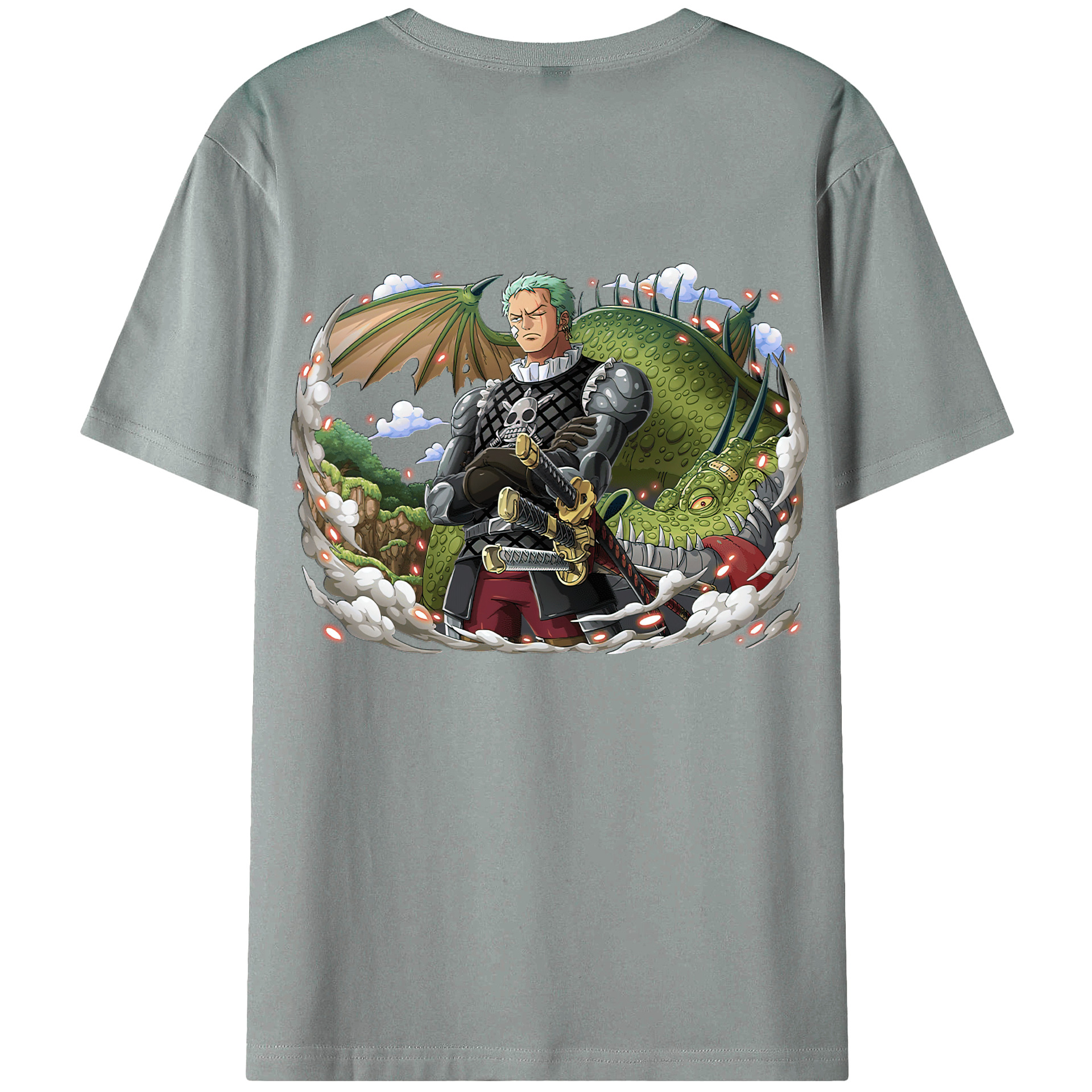 ワンピース ロロノア・ゾロ ONE PIECE Roronoa Zoro 綿100％ メンズ半袖Tシャツ（バックプリント） 通気性